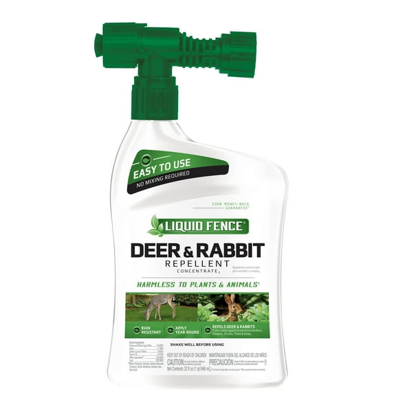 Liquid Fence Deer And Rabbit Repellent Concentrate, Hose-End Sprayer, 32 Ounces