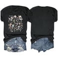 thumbnail image 4 of Camisetas de Verano de Mujer Pequeña Flor Impresa Cuello Redondo Manga Corta Superior, Verano Superior de las Mujeres, 4 of 8