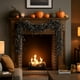 thumbnail image 4 of Ratán Plástico Guirnalda colgante de ratán negro de 180 cm con hojas artificiales para decoración de interiores, chimenea o fiestas (1 unidad) Rkxzt, 4 of 8