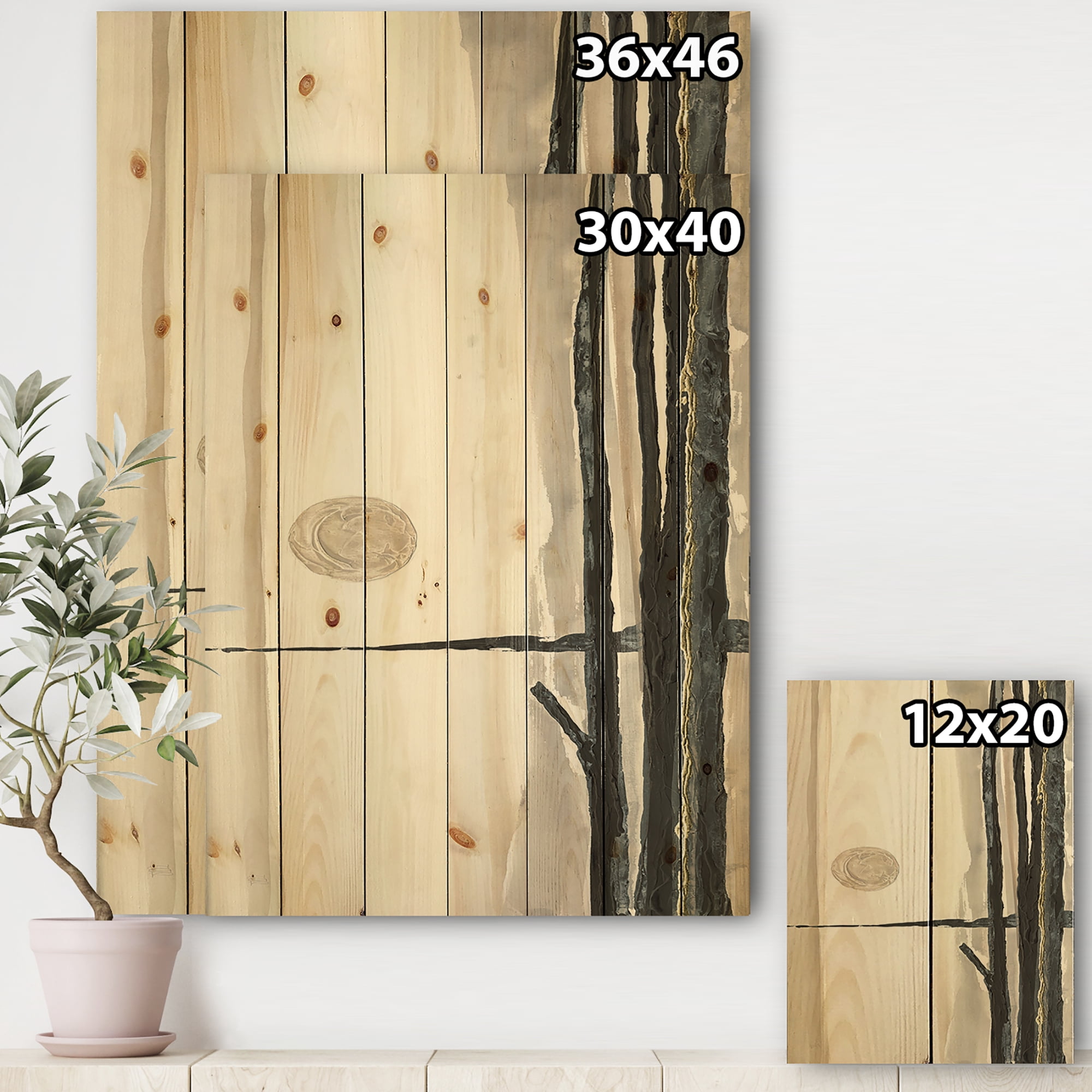 Designart 'Forest Silhouette I' Modern Farmhouse Print on Natural Pine Wood