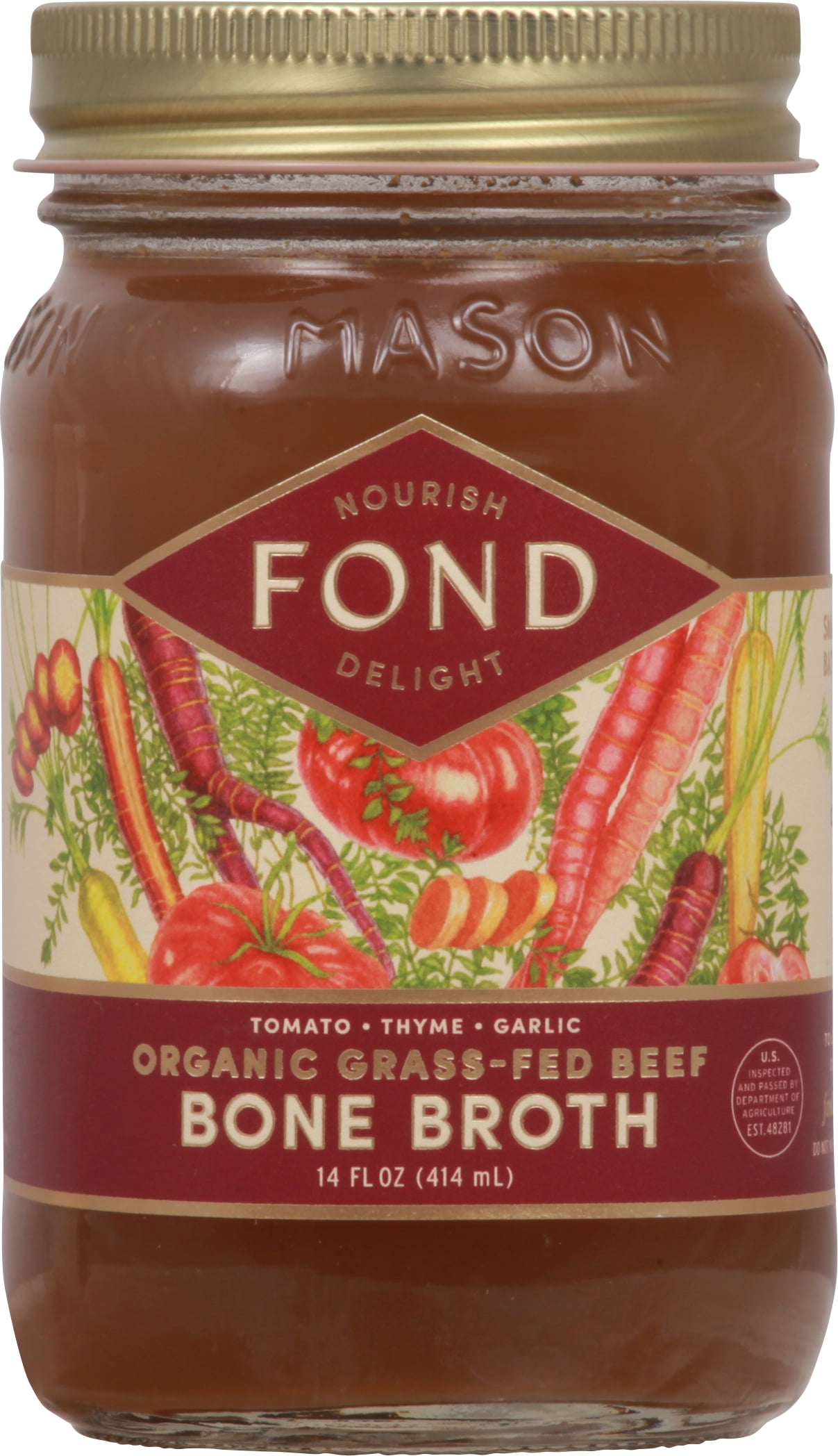 Fond Beef Bone Broth with Garlic Organic 14 fl oz (Pack Of 4)