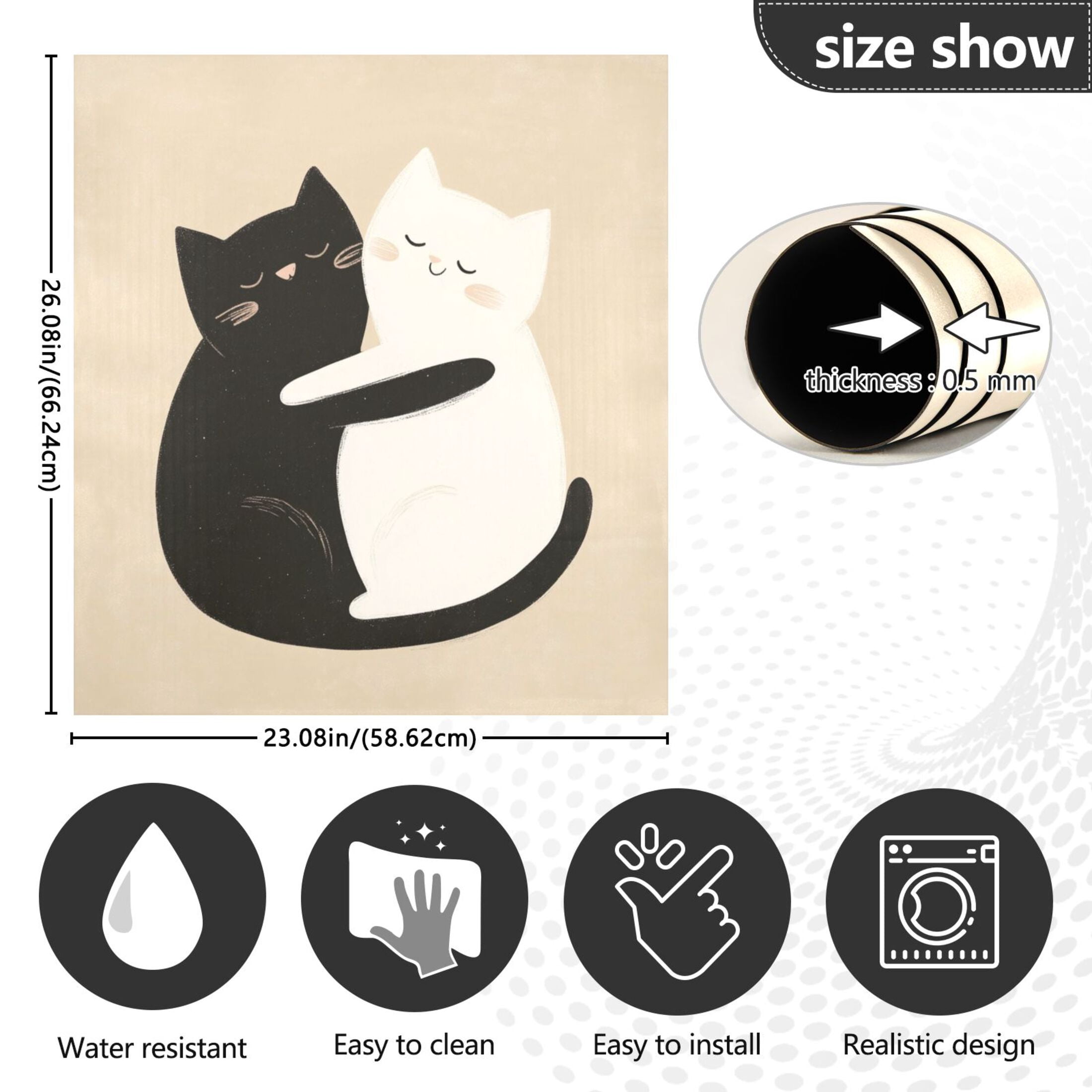 Dishwasher Magnetic Sticker 23x26 Inch Refrigerator Magnetic Sticker Washing Machine Magnetic Sticker Kitchen Panel Magnetic Sticker Home Decor Two Cute Cats Cuddling