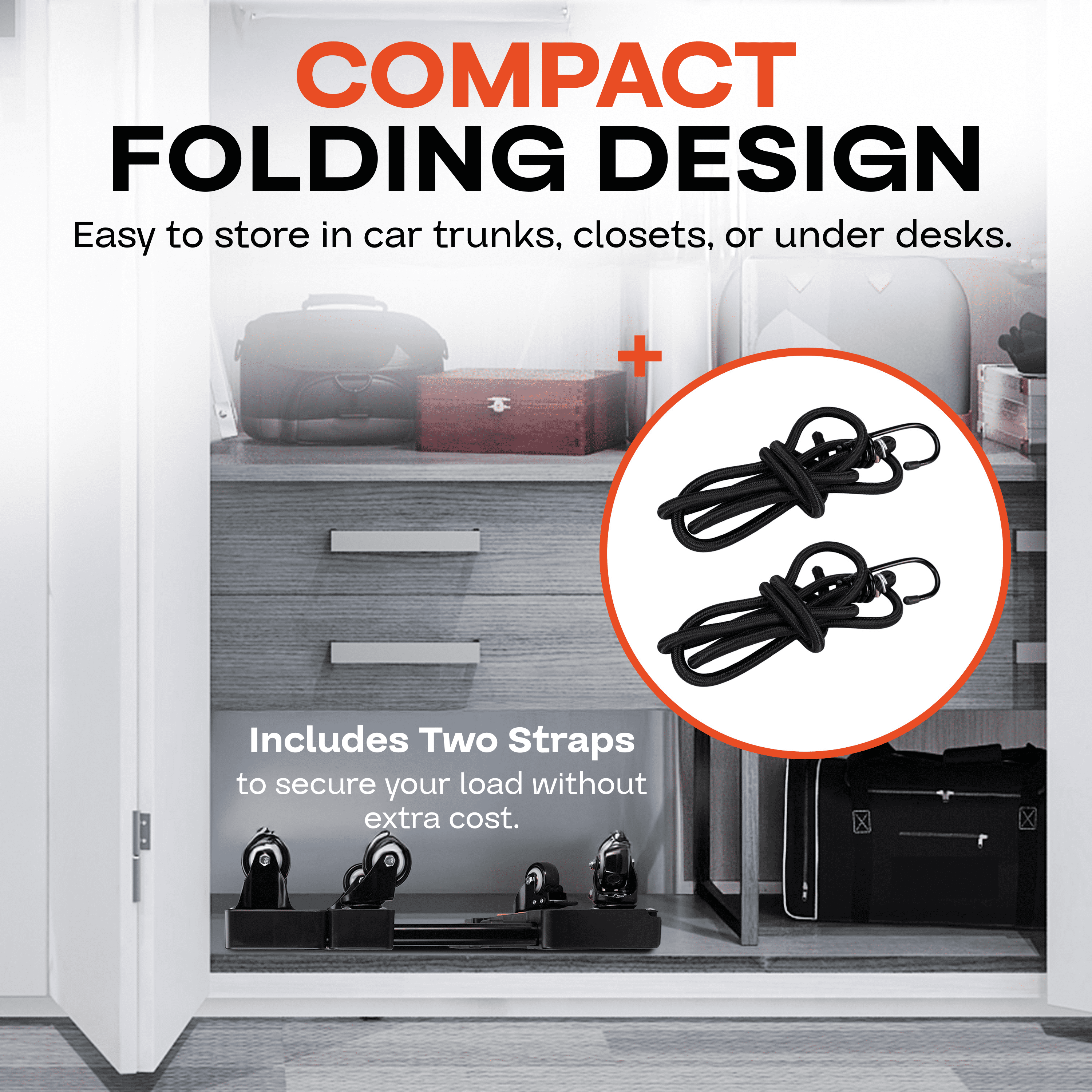 IDL Packaging Black Folding Hand Truck - 500lbs Heavy-Duty Dolly Cart for Shopping and Travel