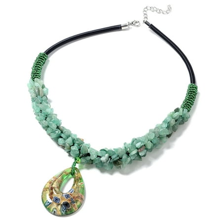 Murano Millefiori Glass Bead Strand Necklace Silvertone Costume Gift Jewelry for Women Size 20