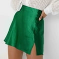 thumbnail image 5 of OSFVNOXV Mini Skirts for Women High Waist Satin Skirt Elastic Waistband Side Split A-Line Short Skirt, 5 of 7
