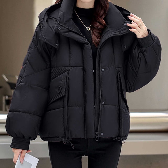 Abrigo informal de manga larga con capucha y chaquetas para mujer, abrigo largo reversible con cremallera y bolsillos de color, holgado y a la moda, de poliéster, para invierno