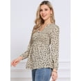 thumbnail image 4 of DARING DIVA Women'S V Neck Long Sleeves Casual Smocked Top XS Apricot, 4 of 6