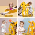 thumbnail image 2 of Tobogán para niños pequeños de 1 a 3 años, tobogán de plástico para interiores, tobogán para exteriores, juego de escalada con aro de baloncesto y juego de anillos (unicornio blanco), 2 of 8