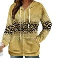 thumbnail image 7 of POTETI Womens Plus Size Hoodies Casual Long Sleeve Zipper Pullover Tops Waffle Knit Leopard Hooded Sweatshirts, 7 of 7
