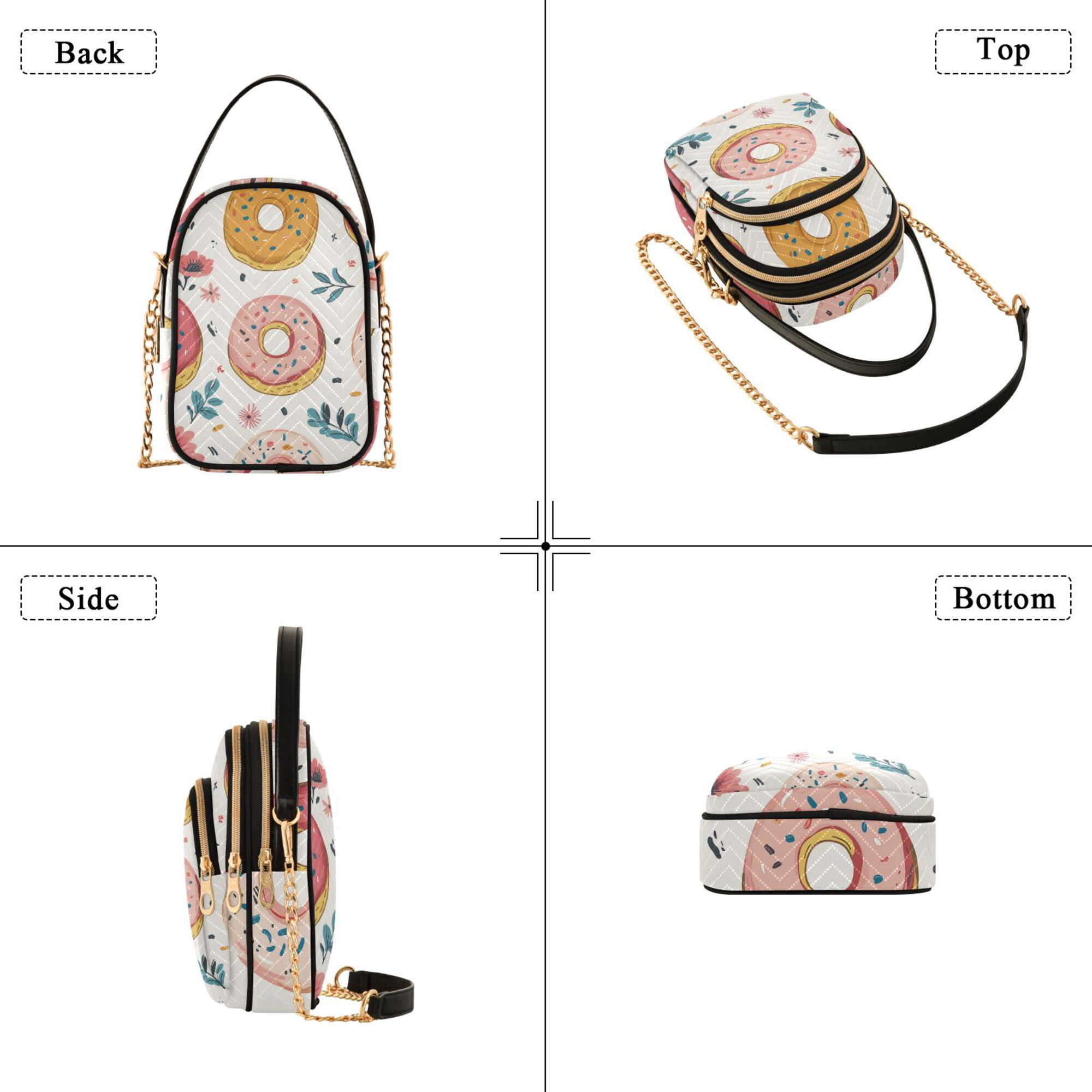 FORMRS Crossbody Bag for Women Quilted Travel Shoulder Cell Phone Purse with Chain Strap Handbag, Pink Donut