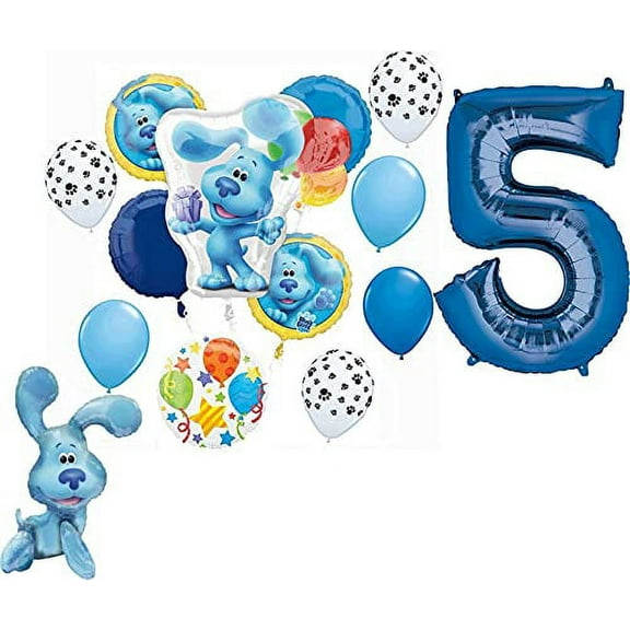 Blue's Clues 5th Birthday Party Supplies Blue the Dog Table Topper Balloon Bouquet Decorations