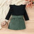 thumbnail image 2 of Edvintorg Fall Winter Girl Outfit Set Clearance Black Knit Long Sleeve Top Corduroy Bow Skirt Set Suitable For 9M-4Y Children Clothes Girls Christmas Gifts, 2 of 7