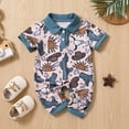 thumbnail image 2 of Toimothcn Infants Boys Romper Jumpsuit Short Sleeve Cute Cartoon Cow Printed Lapel Romper Soft Loose Fit Jumpsuit Leisure Kids Clothes, 2 of 6