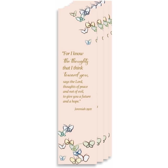 Christian Bookmark Packs with Bible Verse Jeremiah 29:11; for I Know The Thoughts That I Think Toward You (Pack of 4)
