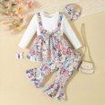 thumbnail image 2 of masbird Newborn Baby Girl Bell Bottom Outfit Ruffle Romper Cute Bow Flare Pants Set Headband Cute Fall Winter Clothes,Hot Pink,3-6 M, 2 of 9