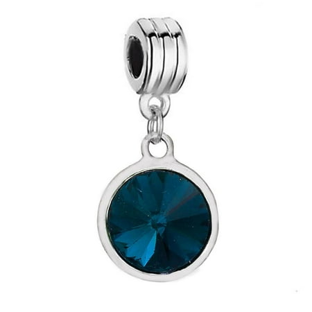 Sparkle Dangle Beads Sexy Sparkles March Birthstone charms Dangling Spacer Beads for Bracelets or Necklace European Compatible ()