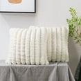 thumbnail image 6 of Home Soft Things Spandex Striped Heavy Faux Fur Pillow Covers, Set of 2, 20"x20", Ivory, 6 of 8