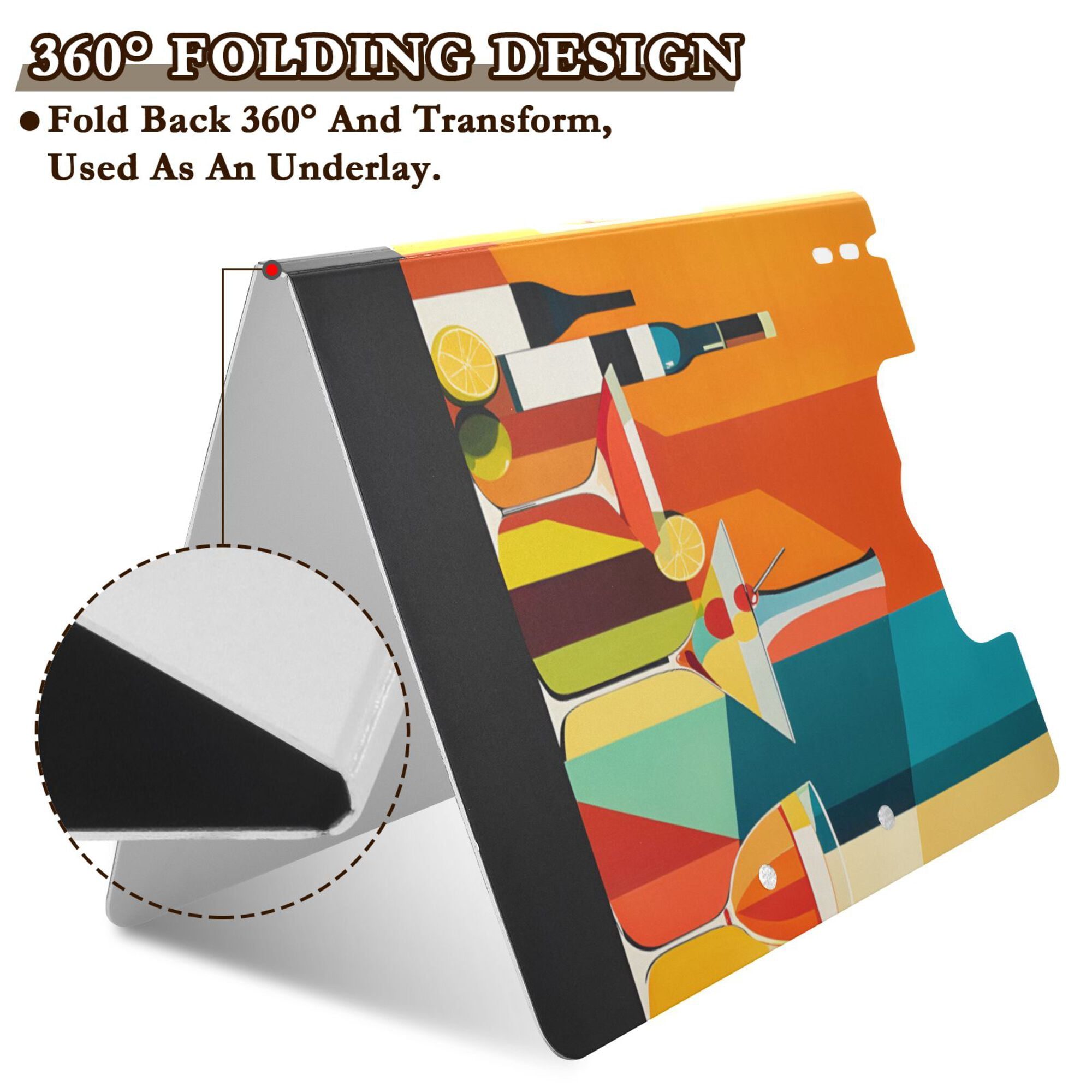 FORMRS A4 Clipboard Folder with Pen Holder Horizontal Foldable School Office Binder, Colorful Cocktails
