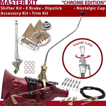 American Shifter C4 Shifter Kit Chrome 23 in. Swan E Brake Cable Clamp Trim Kit Dipstick for F7225