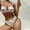 White, variant on Aobny Valentine‘s Women's Swimsuits Sexy Bathing Suits Crew Neck Balconette Cheeky Bikinis Pink Swim Suits for Women,L
