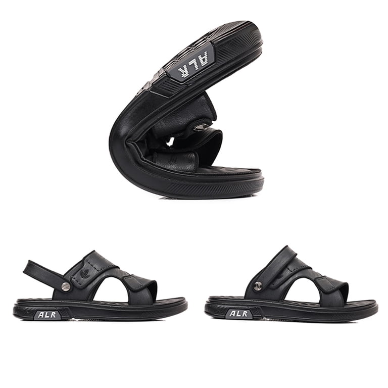 Men\'s Black Leather  Sandal Slip-On Amazon.com | Men main image 4