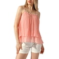 thumbnail image 2 of INSPIRE CHIC Tank Tops for Women's Double-Layer Pleated Ruffle Summer Spaghetti Strap Top, 2 of 5