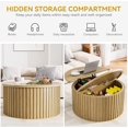 thumbnail image 6 of Fluted Lift Top Coffee Table with Storage, 31.5'' Farmhouse Round Coffee Tables for Living Room, Modern Wood Center Tables with Hidden Compartment for Home, Office (Wood Color), 6 of 16