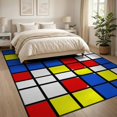 thumbnail image 3 of ODIKA 8'x10' Washable Area Rug Composition Modernist Interlocking Abstract Geometric Layout for King Size Bedroom Under Bed, Master Suite, Non-Shedding, Easy Care, 3 of 7