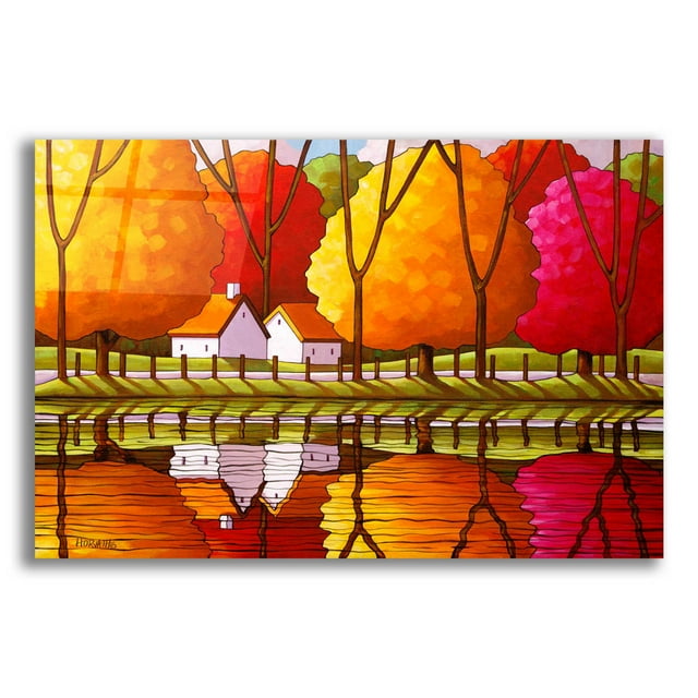 Epic Art 'Roadway Fall Reflection' by Cathy Horvath-Buchanan, Acrylic Glass Wall Art, 24"x16"