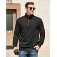 thumbnail image 2 of COOFANDY Mens Quarter Zip Pullover Mock Neck Quilted Sweatshirt Casual Long Sleeve Polo Sweater, 2 of 10