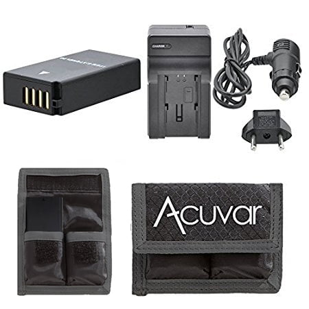 Vpc J2 Battery EN-EL20 Rechargeable Battery + Car / Home Charger + Acuvar Battery Pouch For Nikon 1 AW1, 1 1J, 1 J2, 1 J3, 1 S1, COOLPIX A & More ()