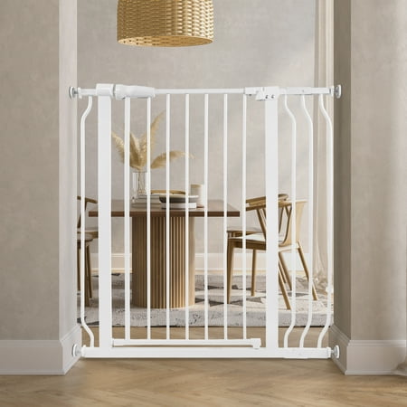 GIANNA Easy WalkThru Safety Gate for Doorways and Stairways, Fits 29.1 - 38.5 Inch Openings, With Auto-Close/Hold-Open Features, 30-inch Tall, White