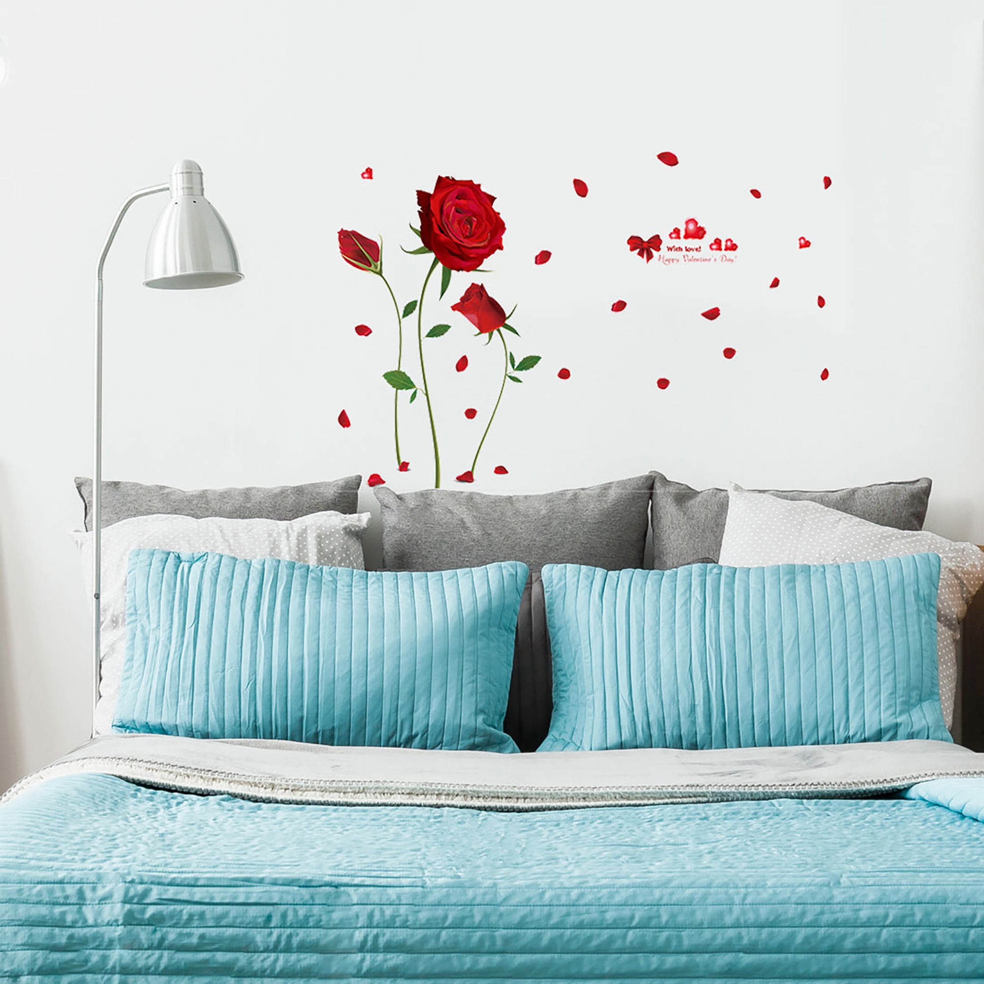 Red Rose Pattern Removable Peel and Stick Wall Decals Sticker Perfect ...