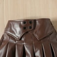 thumbnail image 5 of sususu Toddler Girls Long Sleeve Puff Sleeve T-Shirt with PU Leather Skirt Two-Piece Outfit Set ,Black,3-4 Years, 5 of 6