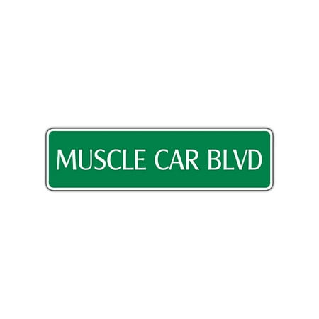 Muscle Car Signs - Muscle Car Boulevard Aluminum Metal Novelty Street Sign Ford Mustang Gift Décor 4x13.5