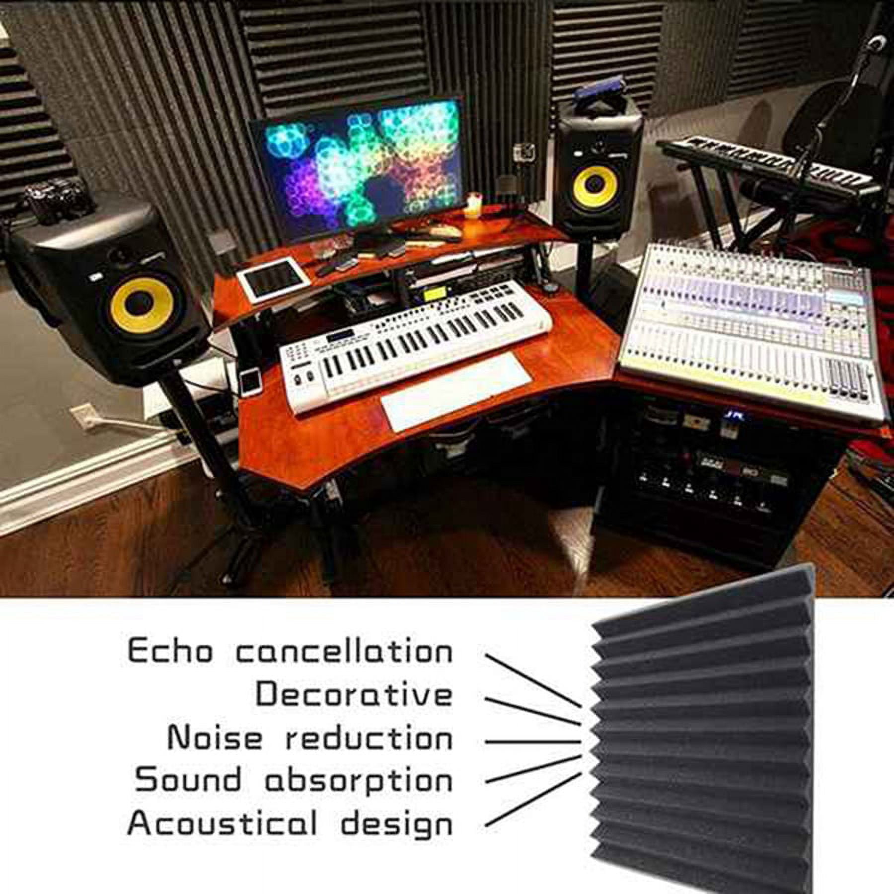 48 Pcs Sound Insulation Board Acoustic Panel Foam Wedge Fireproof Soundproof Cushion Wall Board,2.5 x 30 x 30cm
