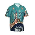 thumbnail image 2 of Easygdp Let'S Go Travel Men'S Summer Casual Short Sleeve,Short Sleeve Button-Down Shirt, Lapel Loose Breathable Hawaiian Short Sleeve - Medium, 2 of 9