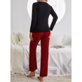 thumbnail image 2 of Conjunto de pijama de 2 piezas para mujer, Top con estampado de corazón, cuello en V, manga larga, pantalones a cuadros cómodos, 2 of 4