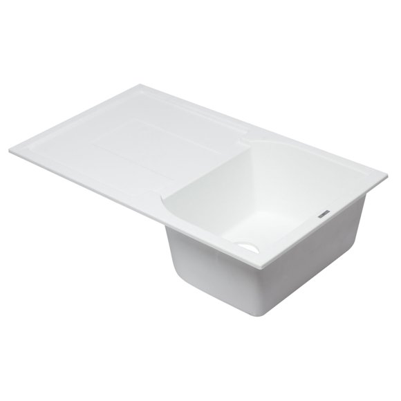 ALFI brand AB1620DI-W White 34 Single Bowl granite composite Kitchen Sink with Drainboard