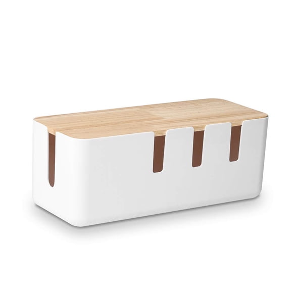 Caja de gestión de cables Baskiss con tapa de madera de 30,5 x 12,5 x 11,5 cm