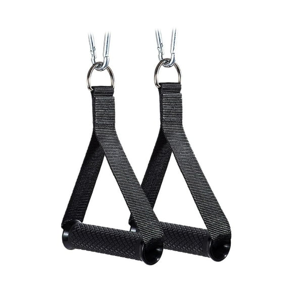 Manijas de banda de resistencia, empuñaduras de fijación, correa de bíceps y tríceps, manijas de máquina para levantamiento de pesas, de polea Negro