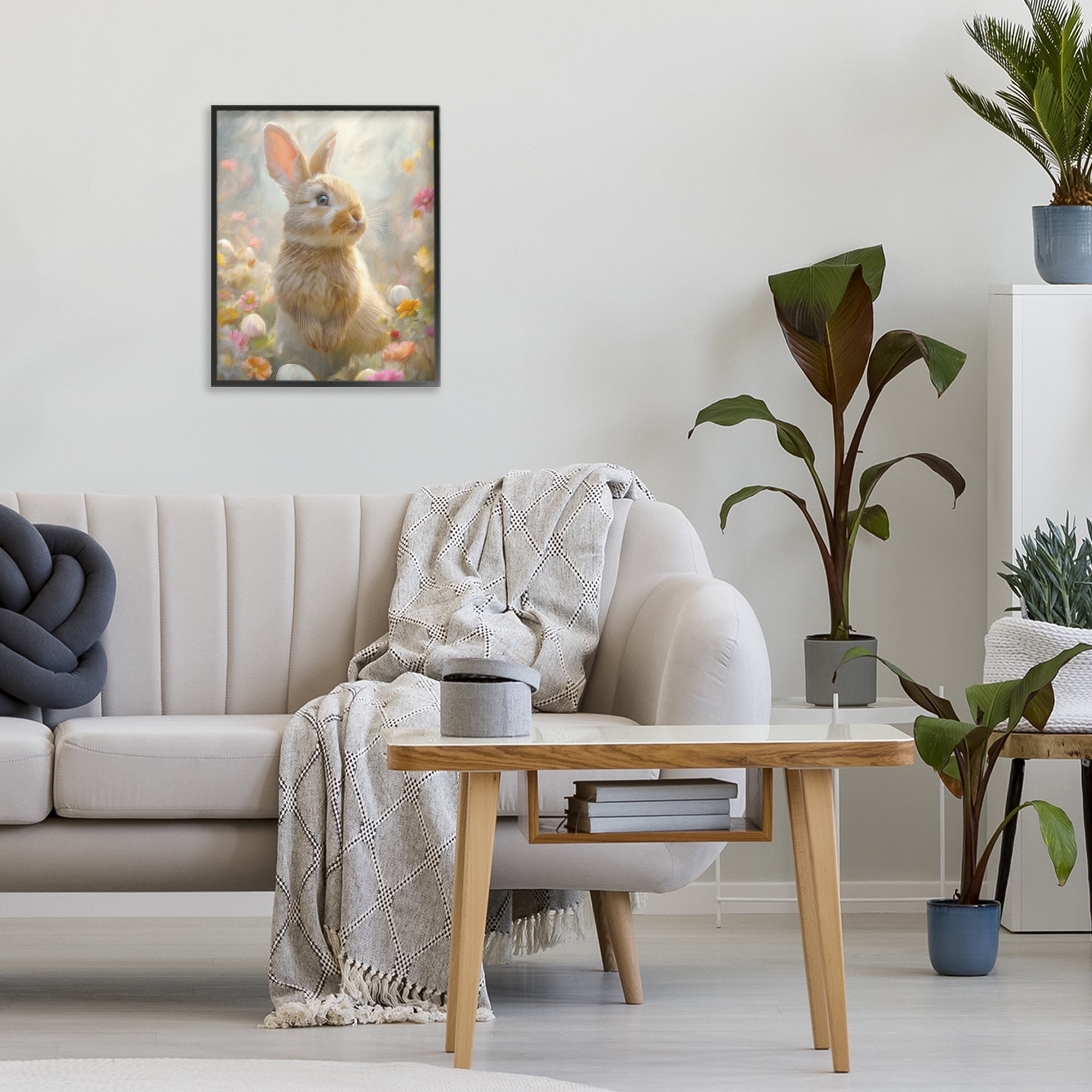 Stupell Industries Bunny Dreams Meadow Black Framed Giclee Art, design by Kim Allen