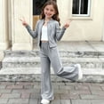 thumbnail image 4 of Toddler Girls Summer Sportswear Set 1-12Y, Breathable Long Sleeve Zip Jacket High Waist Yoga Trousers 2 Piece Outfit Gray 1 Years, 4 of 7