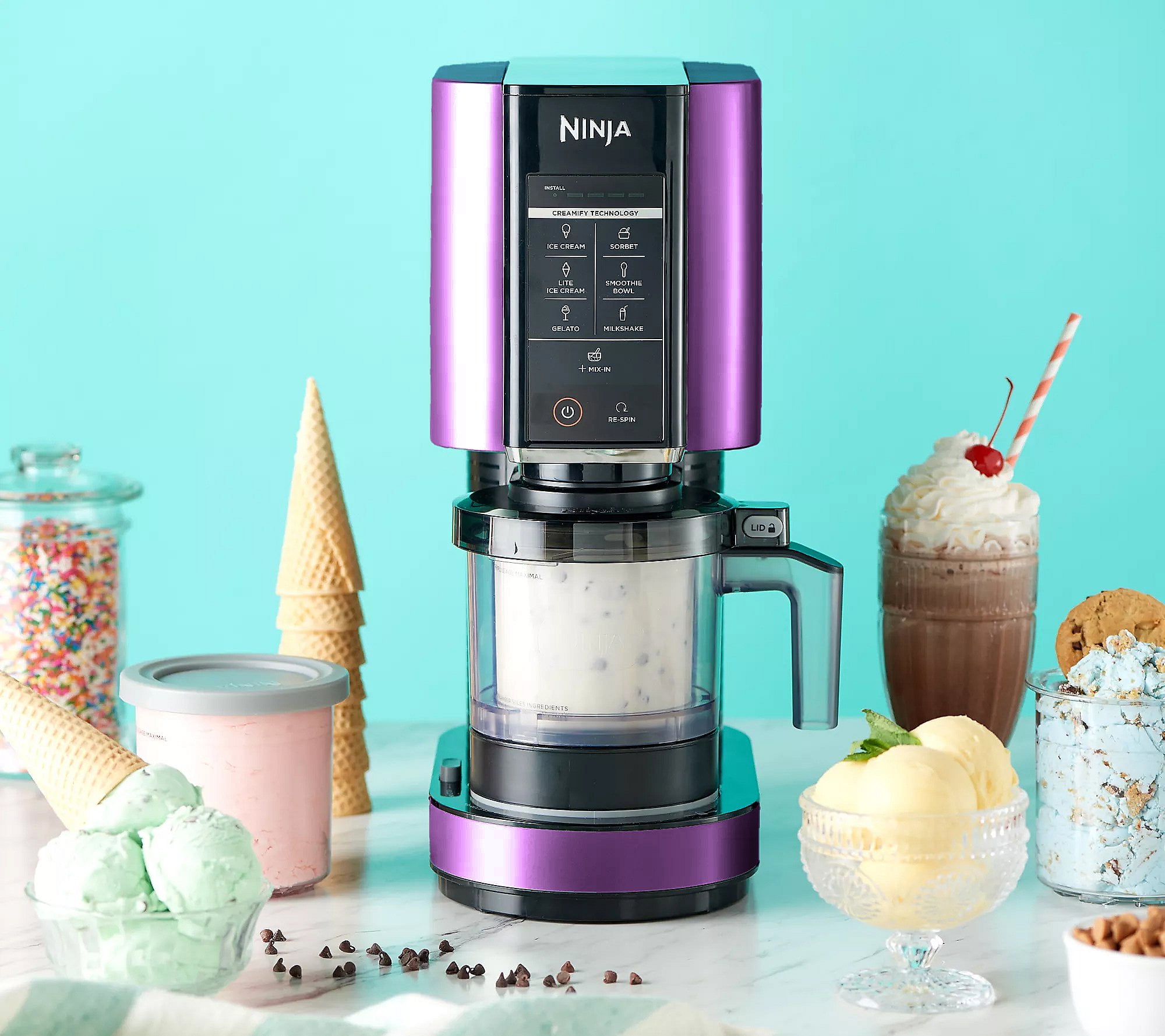 Ninja NC301 CREAMi Ice Cream Maker, Purple, Corded Electric, Residential