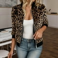 thumbnail image 2 of zaveiop Women's Cheetah Print Zip up Jacket Long Sleeve Casual Lightweight Bomber Jackets Outerwear (Brown, 3XL), 2 of 5