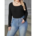 thumbnail image 6 of Weardear Plus Size Tops for Women Slim Fit Square Neck Ribbed Knit Tunic Shirts Long Sleeve Basic T-Shirt, 6 of 6