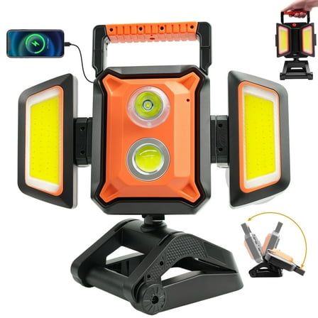 SideKing Rechargeable Work Light , 40W Magnetic Work Light with Clamp, 4000LM, 5 Light Modes, IP65 Waterproof,LED Portable Work Lights for Construction, Workshop, Car Repair