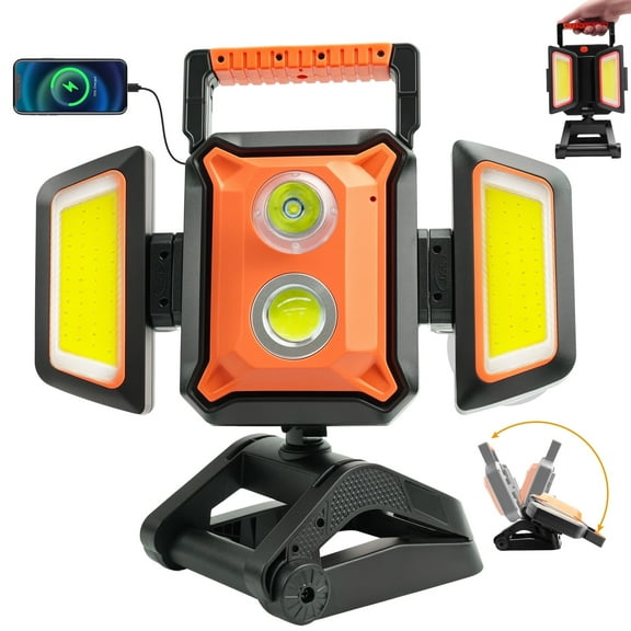 SideKing Rechargeable Work Light , 40W Magnetic Work Light with Clamp, 4000LM, 5 Light Modes, IP65 Waterproof,LED Portable Work Lights for Construction, Workshop, Car Repair