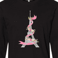 thumbnail image 4 of Inktastic Eiffel Tower in Paris with Flowers and Pink Banner Long Sleeve T-Shirt, 4 of 5
