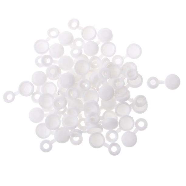 Paquete de 50 tapas abatibles de polipropileno con bisagra para tornillos, color blanco.